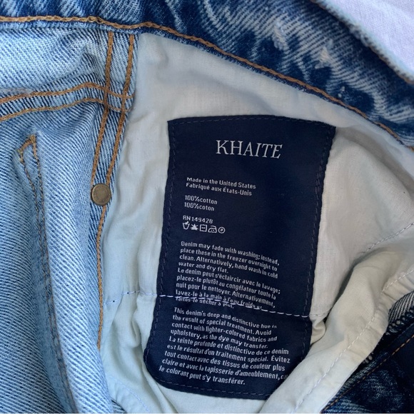 NWT Khaite Maggie Denim Jean Cotton Pencil Knee Length Skirt Blue Santa Cruz - Picture 6 of 6